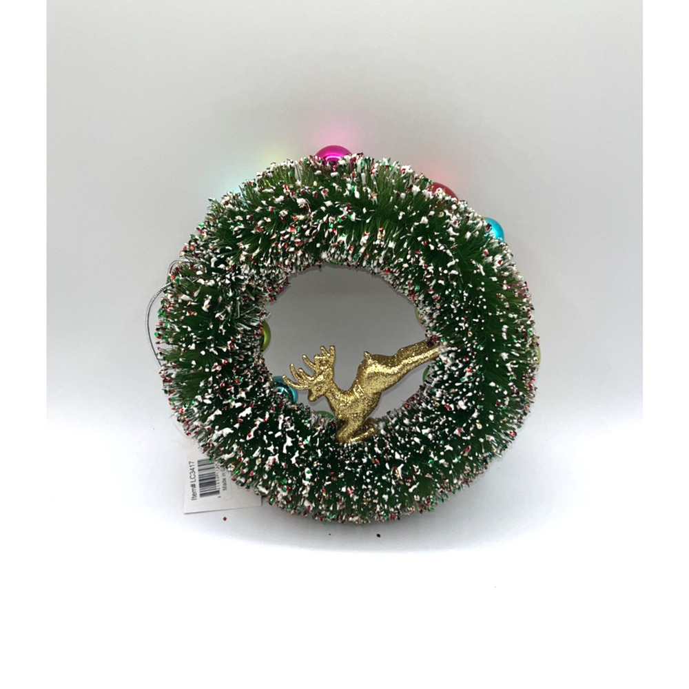Bethany Lowe Kitschmas Bottle Brush Wreath with Deer 9.75" Out of Stock Unique - Picture 5 of 10